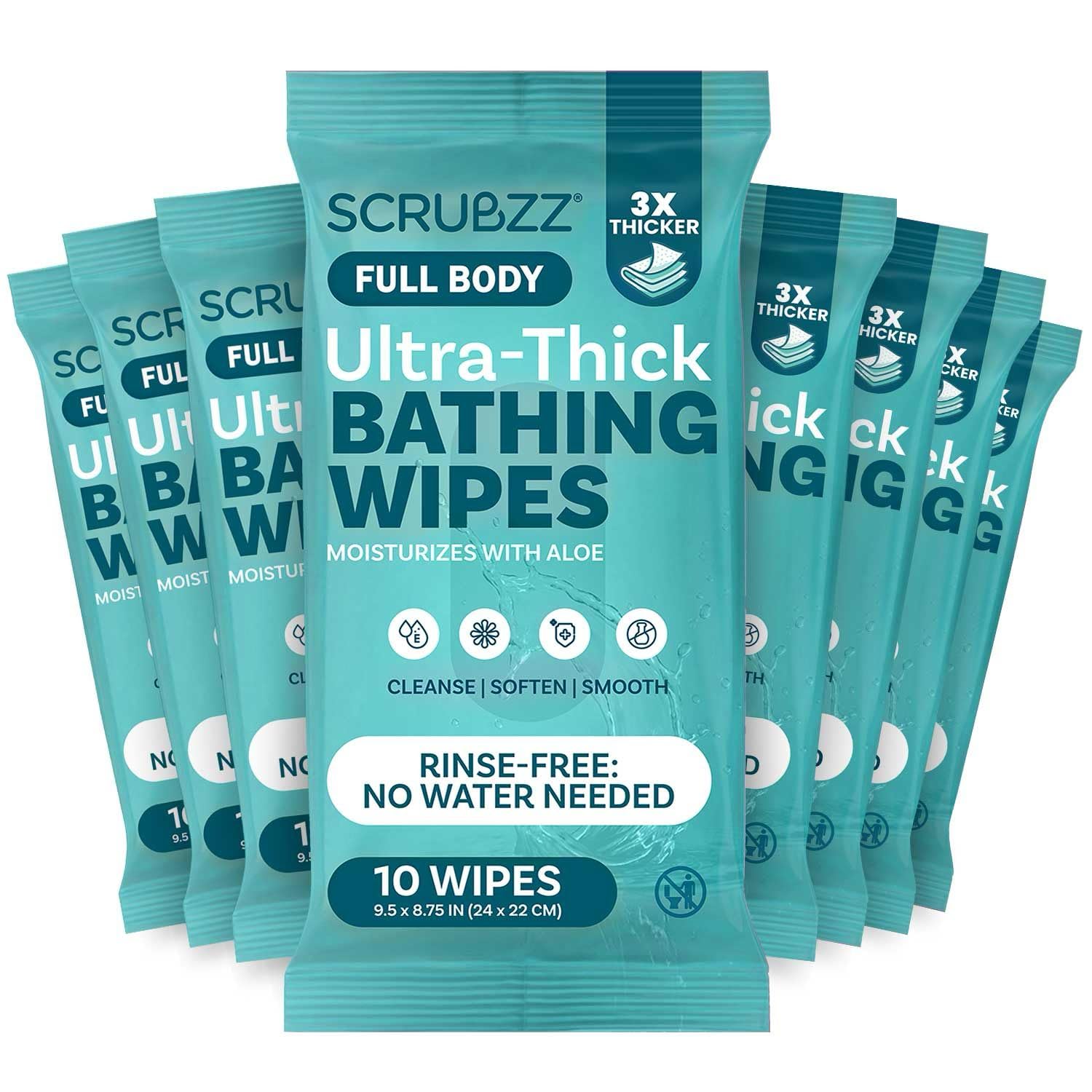 Detalle de Extra Large Body Wipes for Adults Bathing No Rinse – 80 Ultra Thick Disposable Shower Wipes