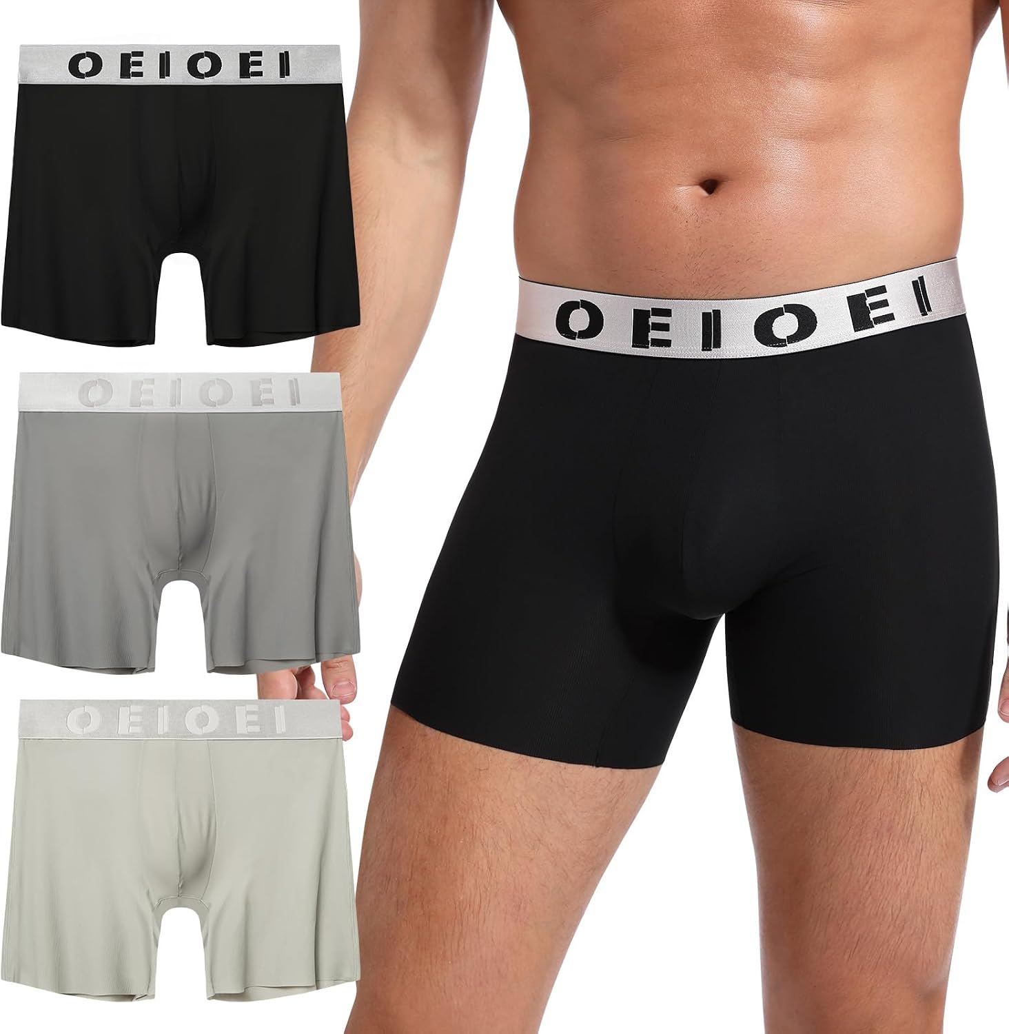 Detalle de OEIOEI Boxershorts Herren – Eisseide, Schnelltrocknend, 3er Pack