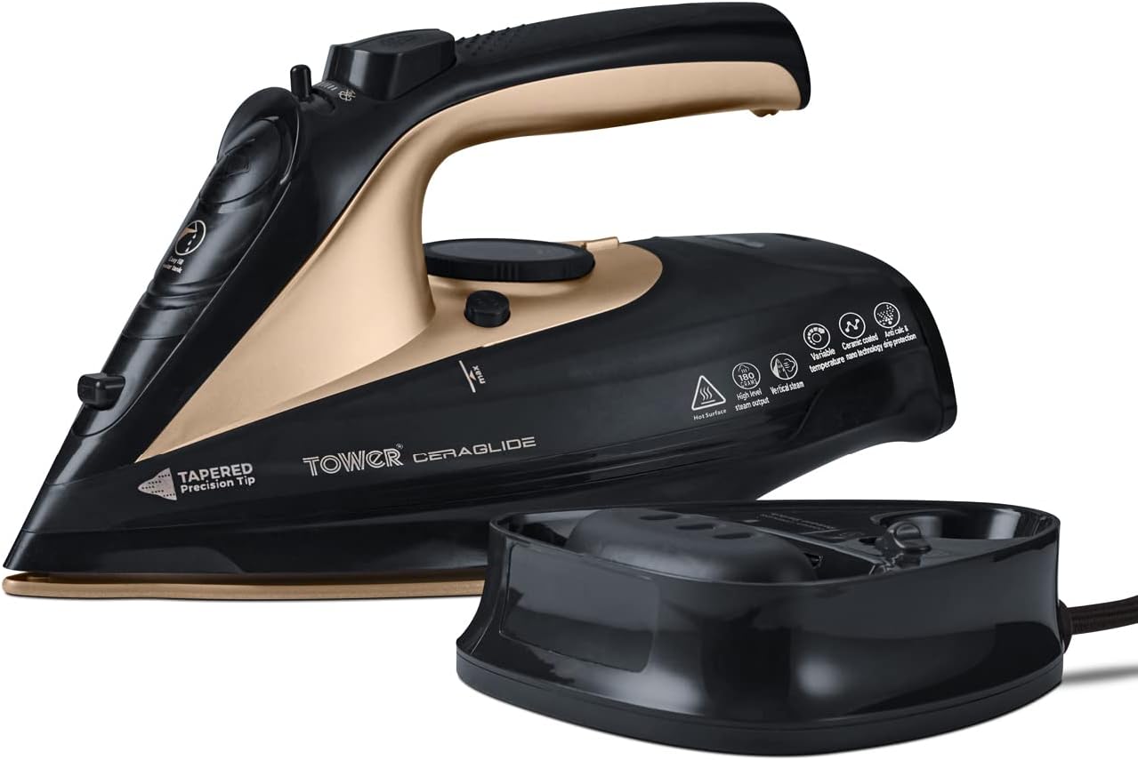 Detalle de Tower T22008BKG CeraGlide cordless steam iron 🔌