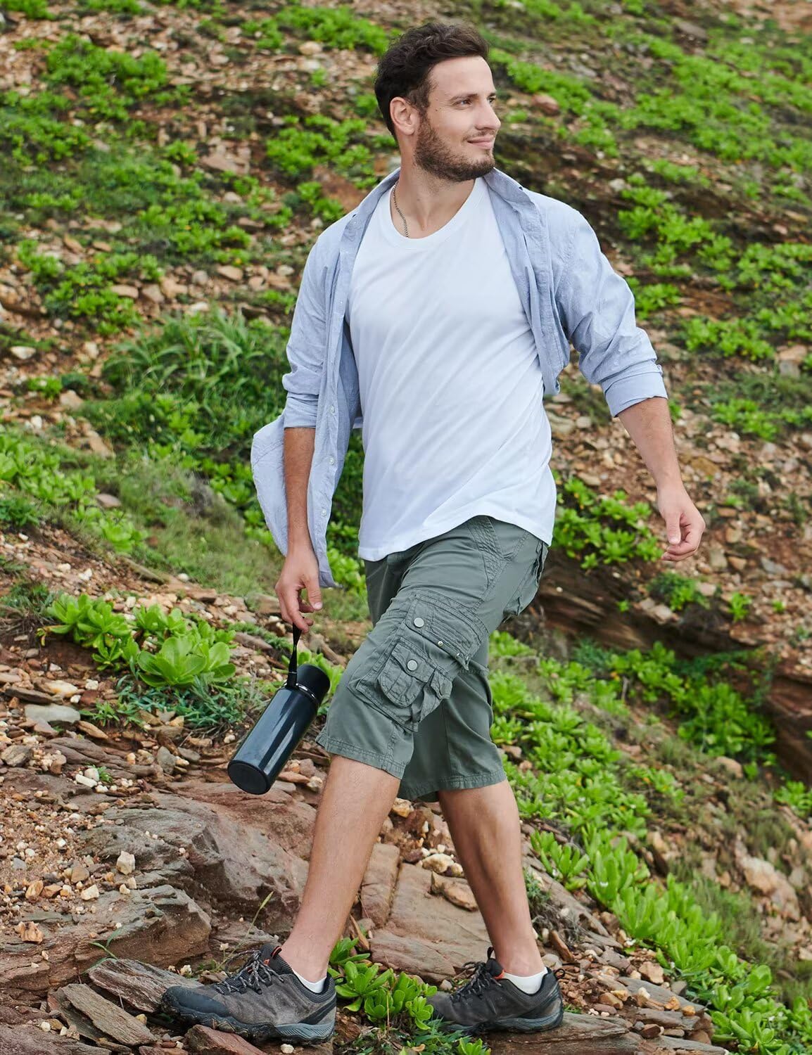 Detalle de BEST SOUTH Men's Capri Long Twill Cargo Shorts: Practical, Comfortable, And Ready For Outdoor Days