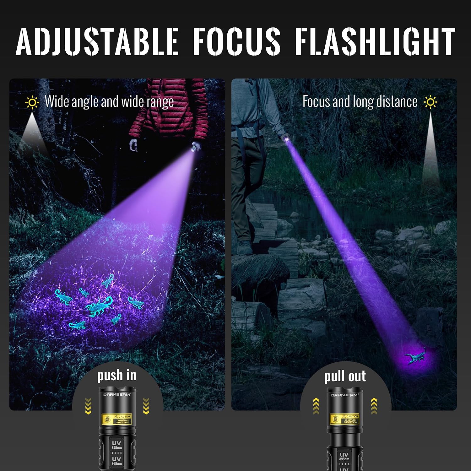 Thumbnail 4 de DARKBEAM A900-365+395 UV-zaklamp met dubbel zwart licht en verstelbare focus