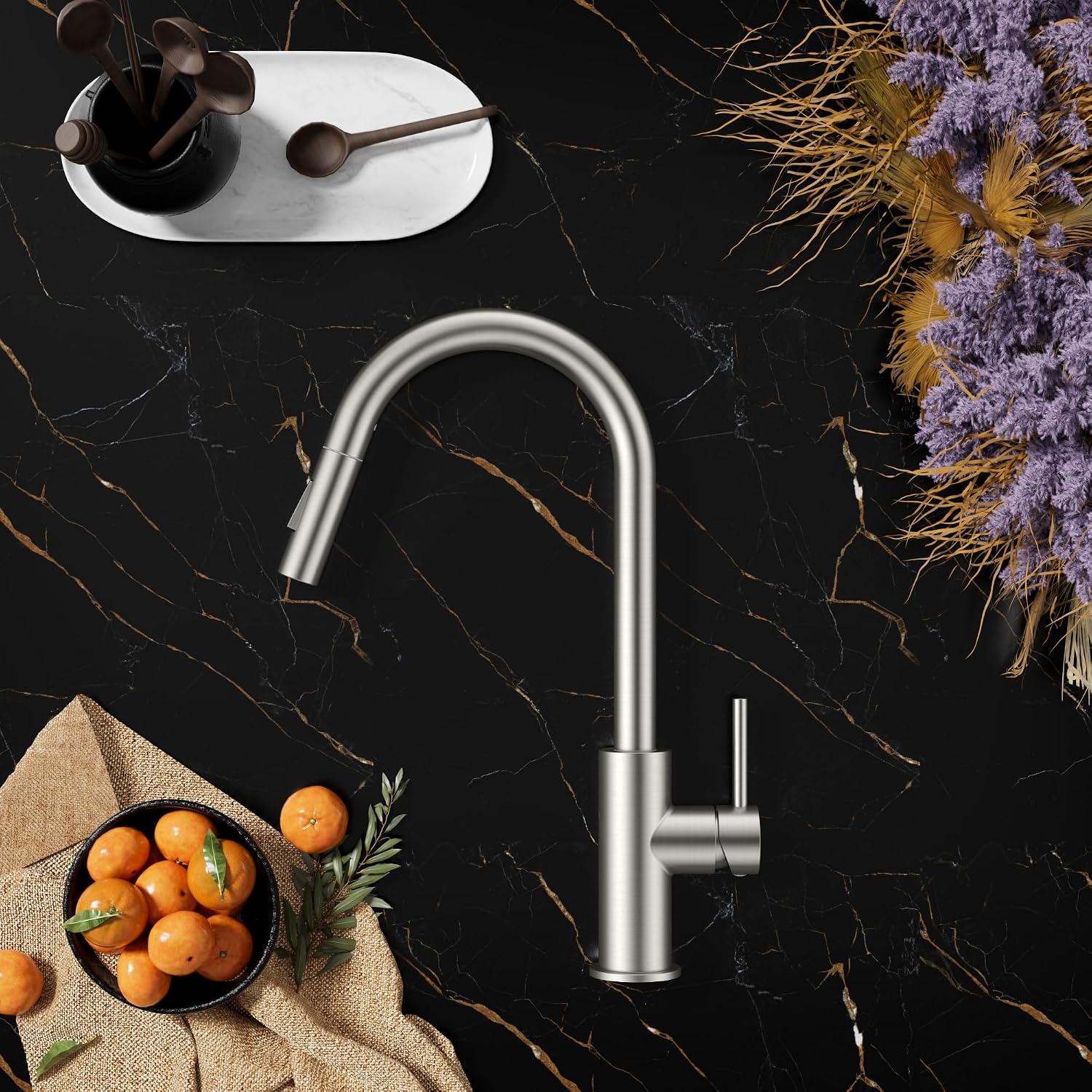 Thumbnail 6 de FORIOUS FF0200BN Pull-Down Kitchen Faucet, Brushed Nickel, High-Arc Spout