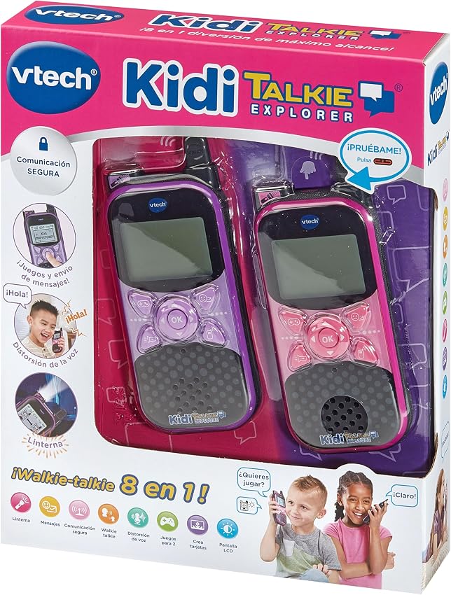 Detalle de VTech KidiTalkie Explorer morado/rosa para niños +4