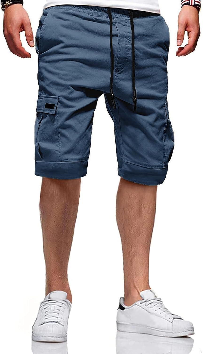 Detalle de JACKETOWN Kurze Cargo Shorts Herren – elastischer Bund, 6 Taschen, Baumwolle Sommer