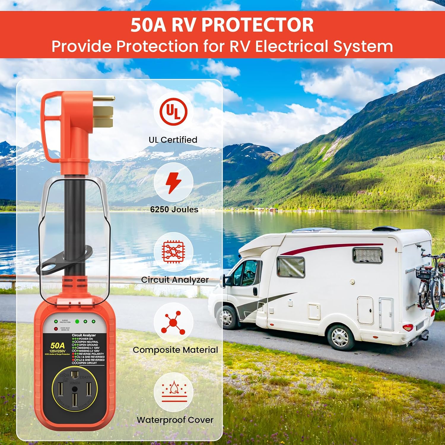 Detalle de RV 50-amp electrical protector