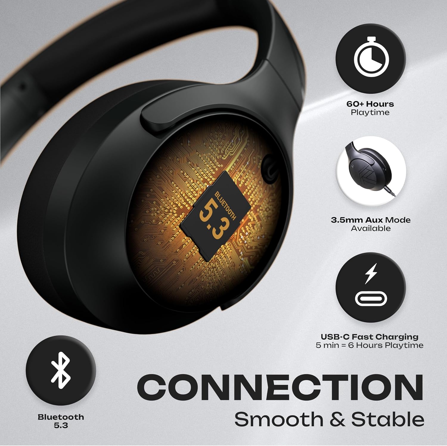 Thumbnail 4 de PowerLocus Bluetooth Headphones 60H wireless