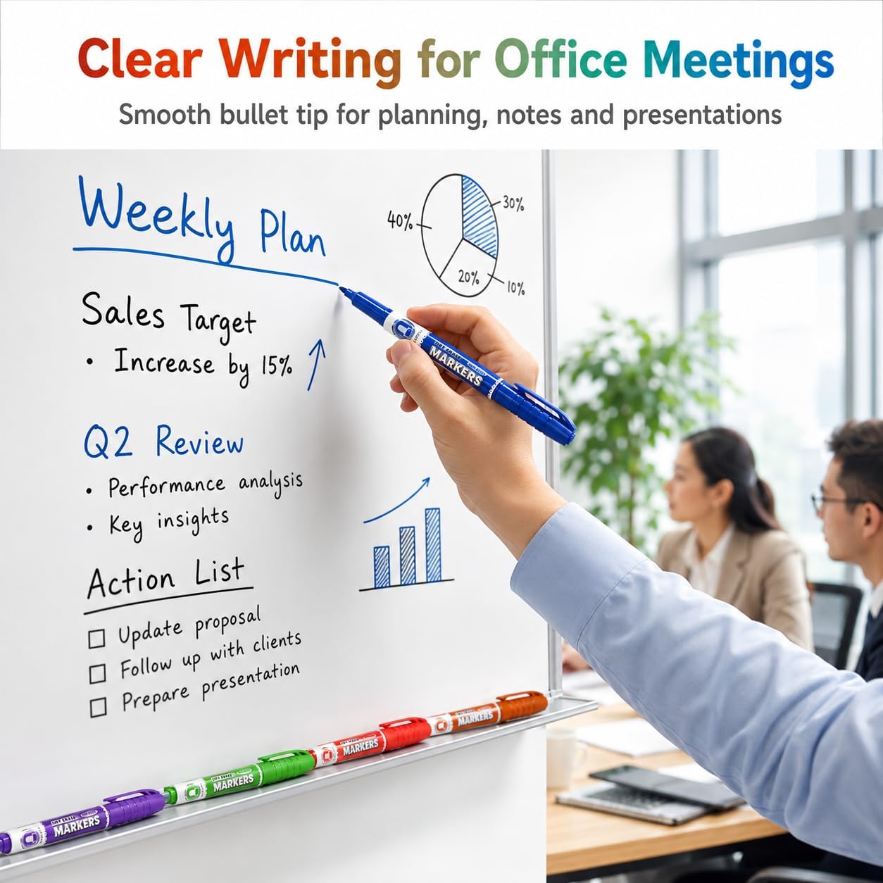 Thumbnail 1 de SUQJOY Whiteboard Pens 36 Pack – Medium Fine Bullet Tip Dry Wipe Markers