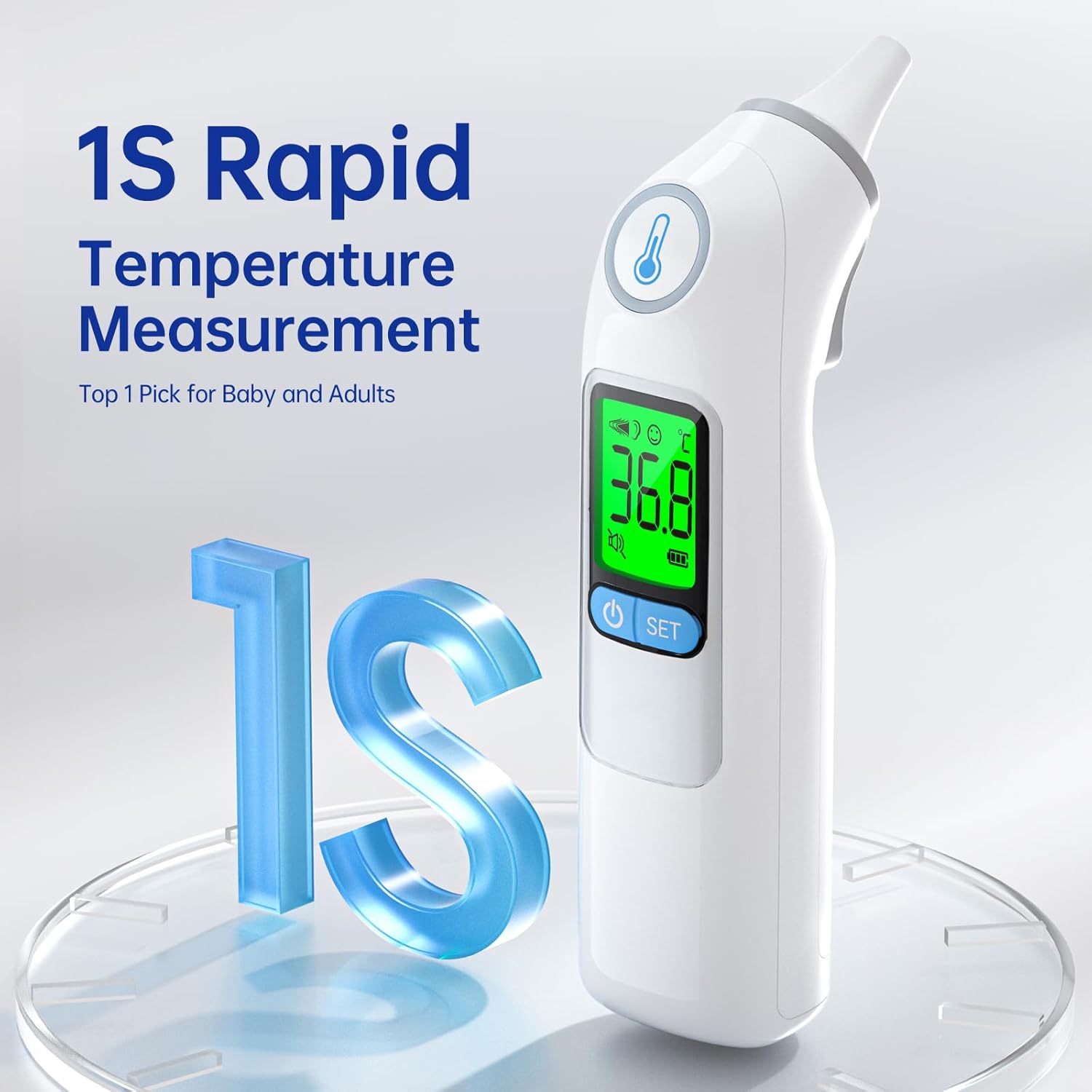 Thumbnail 1 de Ear Thermometer 30‑Memory 3‑Colour Fever Alert