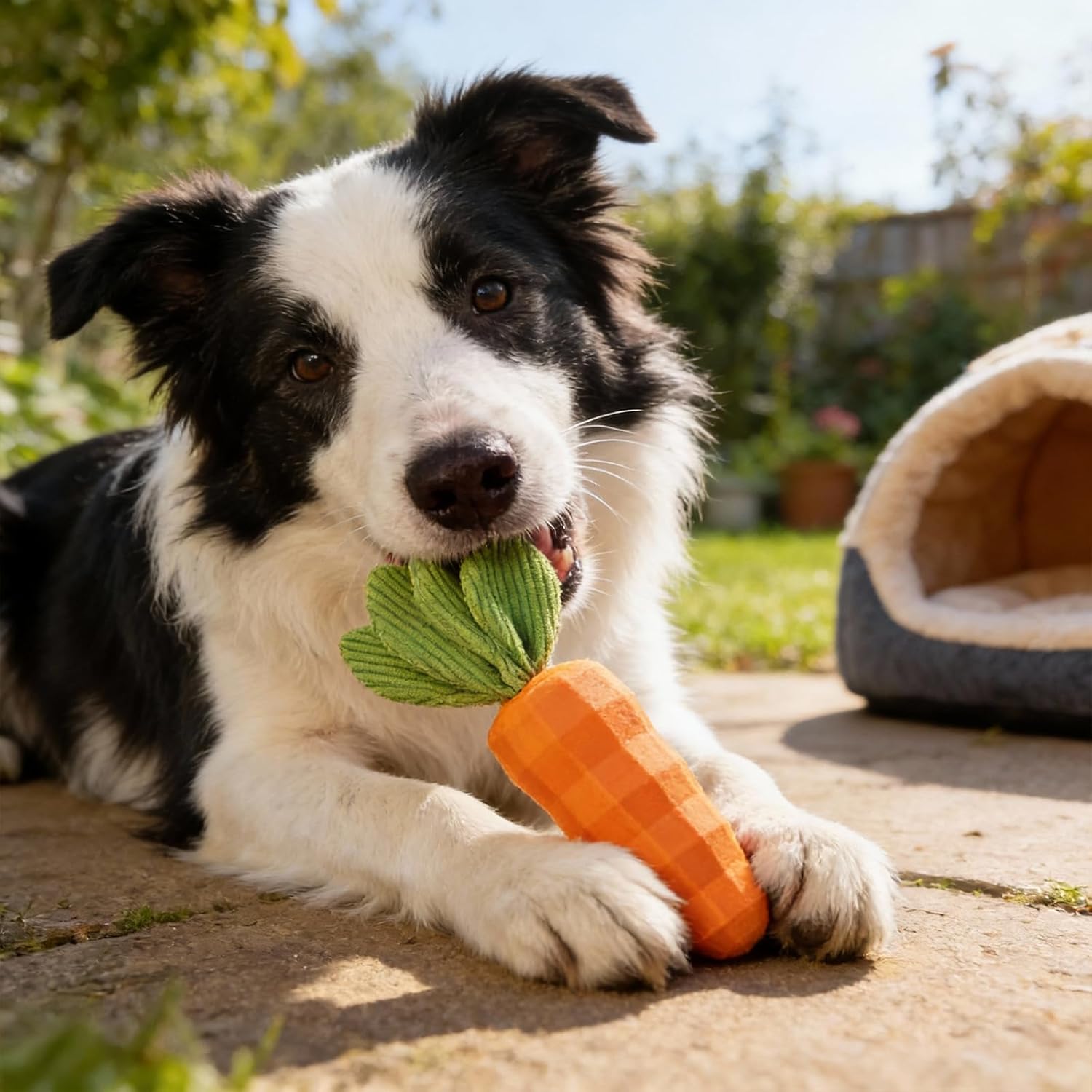 Detalle 2 de Nidoul Carrot Dog Toys: Indestructible Rubber Toy for Aggressive Chewers (Medium to Large Dogs)
