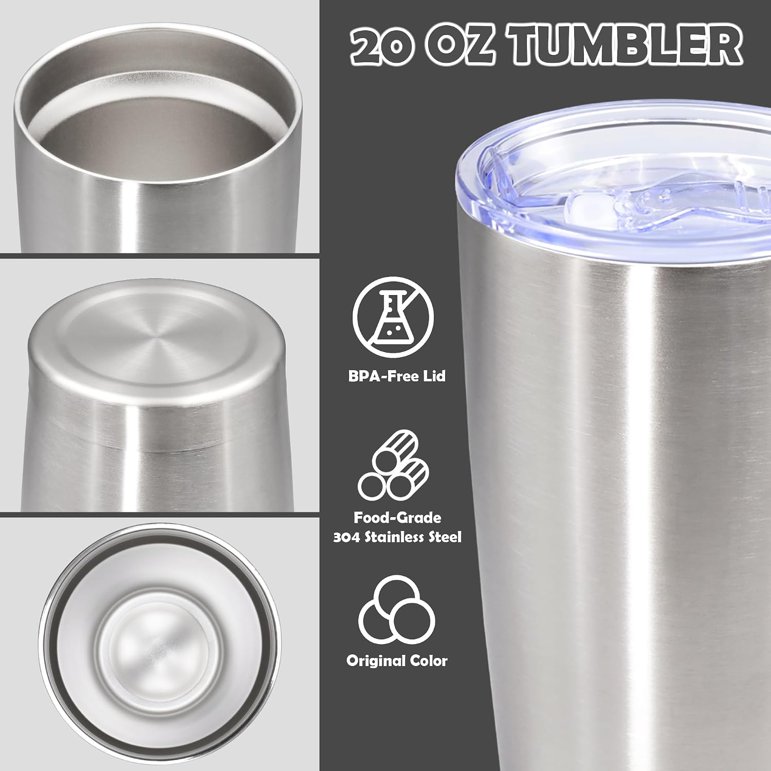 Thumbnail 2 de 20oz Stainless Steel Travel Tumbler vacuum insulated cup 🥤