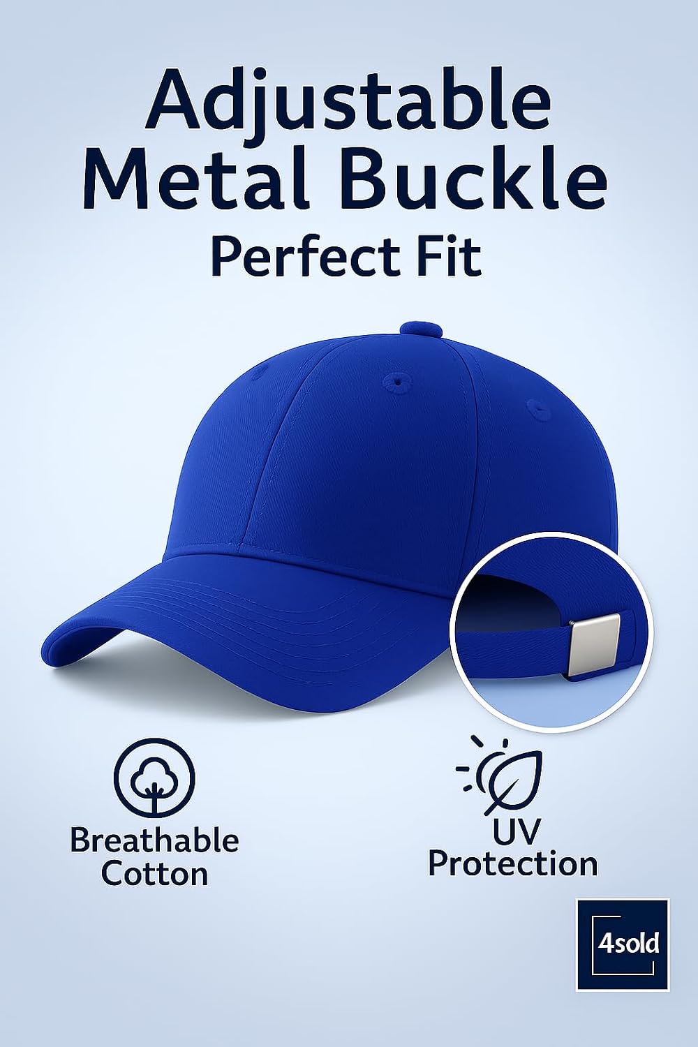 Detalle 2 de 4sold 100% Cotton Baseball Cap – Polo Style, Unisex