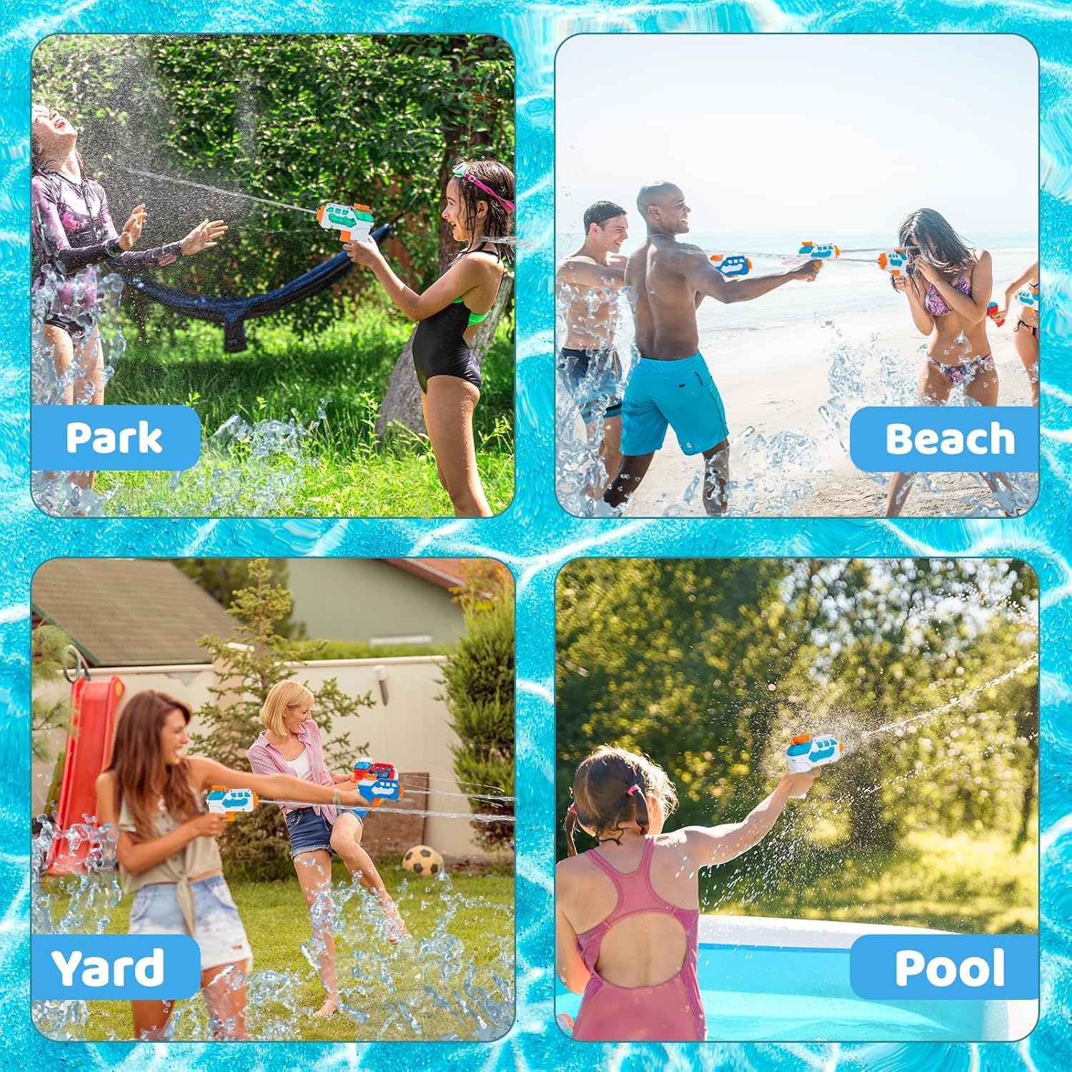 Detalle de 4 Pack Water Pistols for Kids: Small Mini Water Gun Set for Summer Play