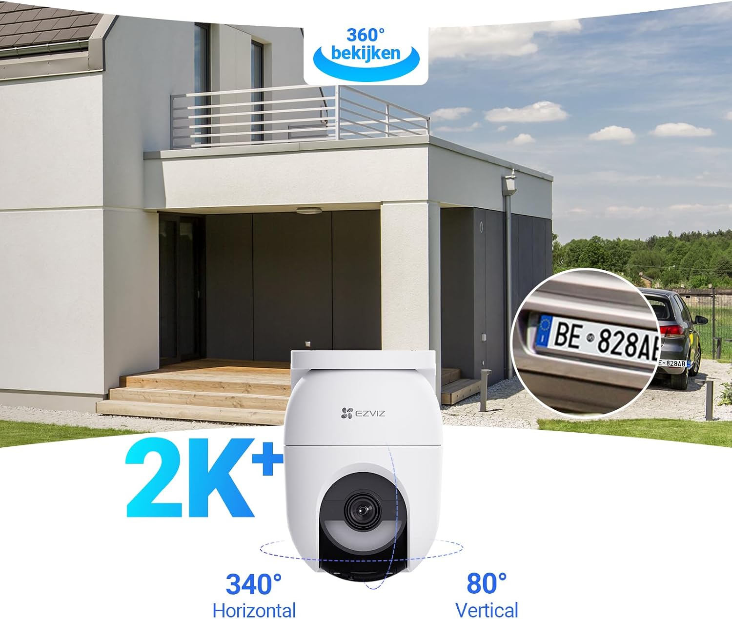 Detalle 2 de EZVIZ CB8 Lite Kit utomhuskamera med 4 MP, 360° PTZ och 5 W-solpanel