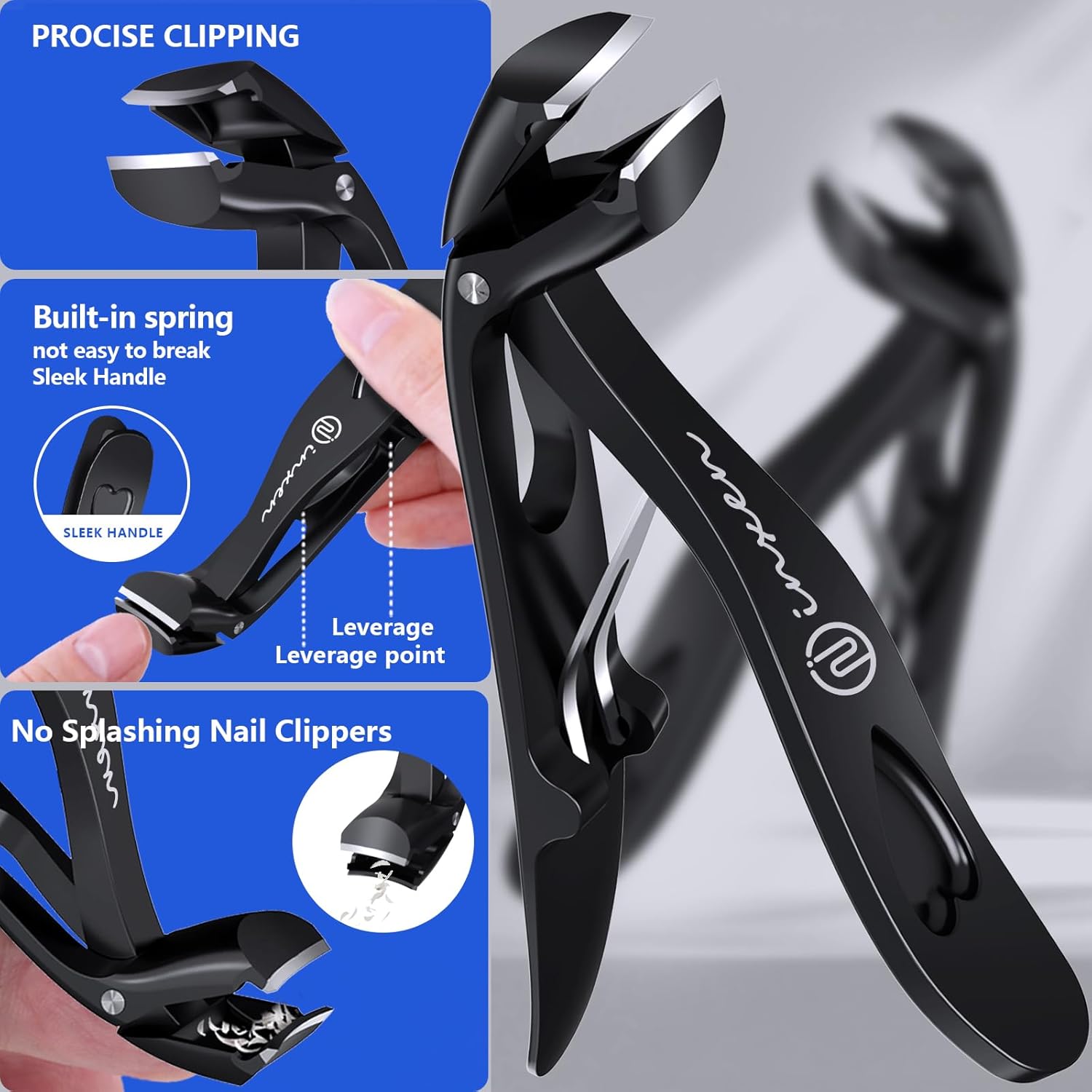 Detalle 2 de Premium Steel Wide Opening 3-Pack Toenail Clippers for Seniors