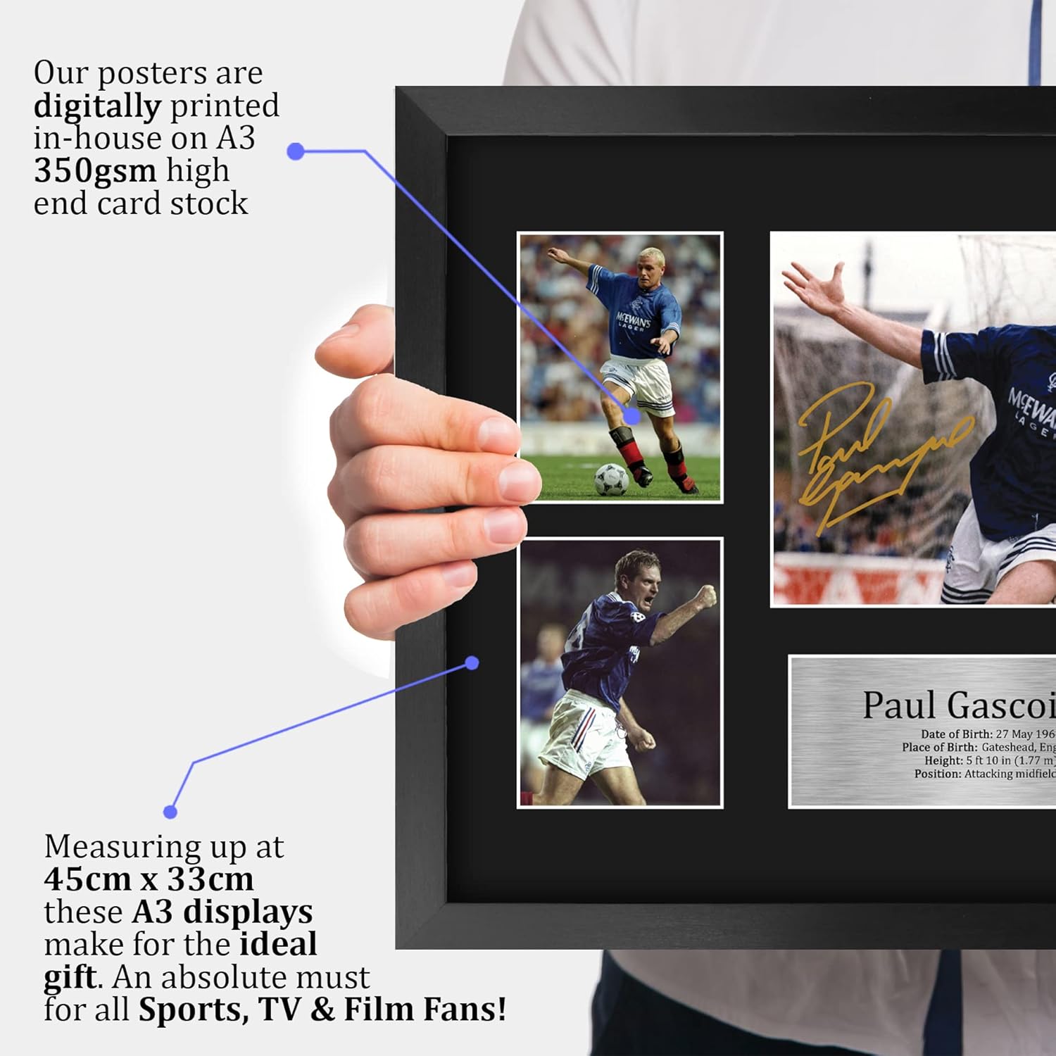 Thumbnail 2 de HWC Trading FR A3 Paul Gascoigne Rangers framed signed autograph picture (A3)