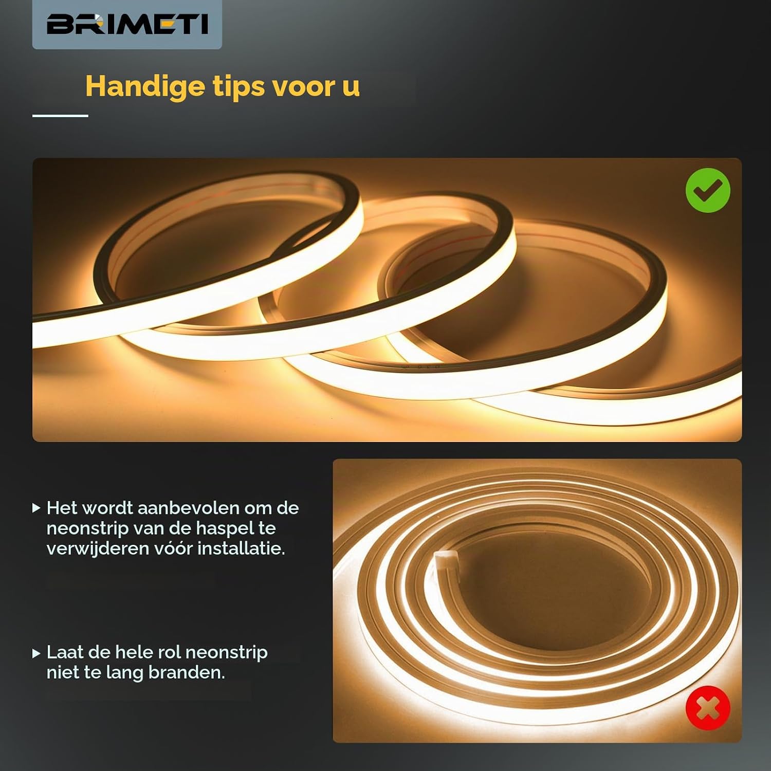 Detalle 2 de BRIMETI 4N=D756-Yellow-3M EU neonstrip, geel siliconen, flexibel en IP65
