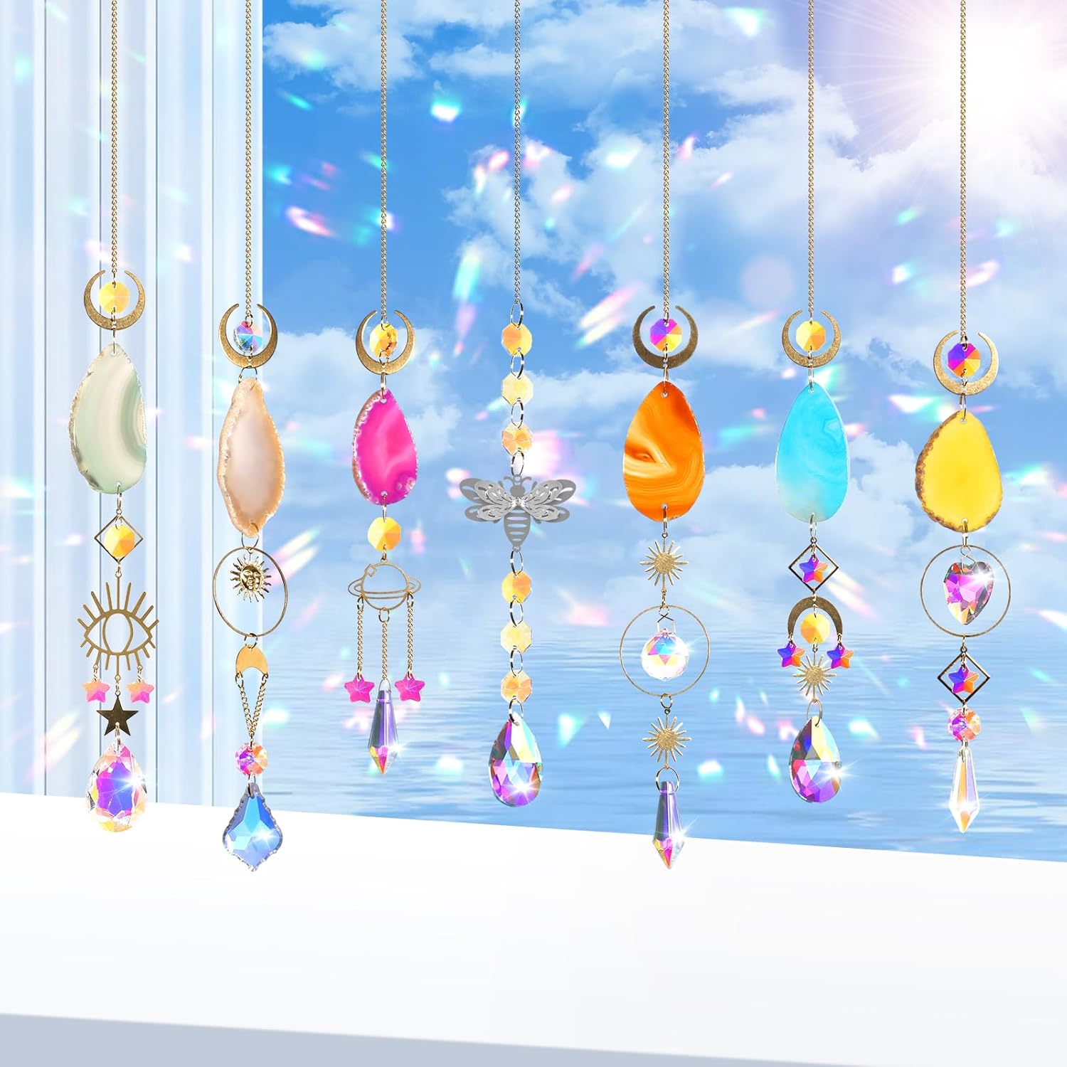 Thumbnail 3 de BlumWay 7-piece Sun Catchers for Windows with crystal prisms and hanging wind chimes