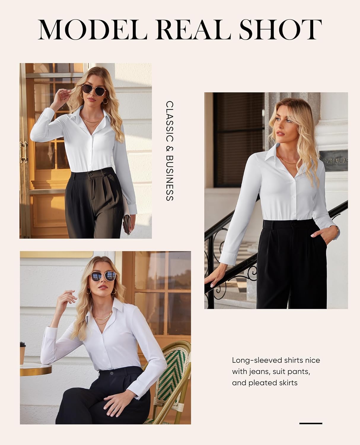 Thumbnail 6 de siliteelon Button Down Shirt slim fit long sleeve blouse
