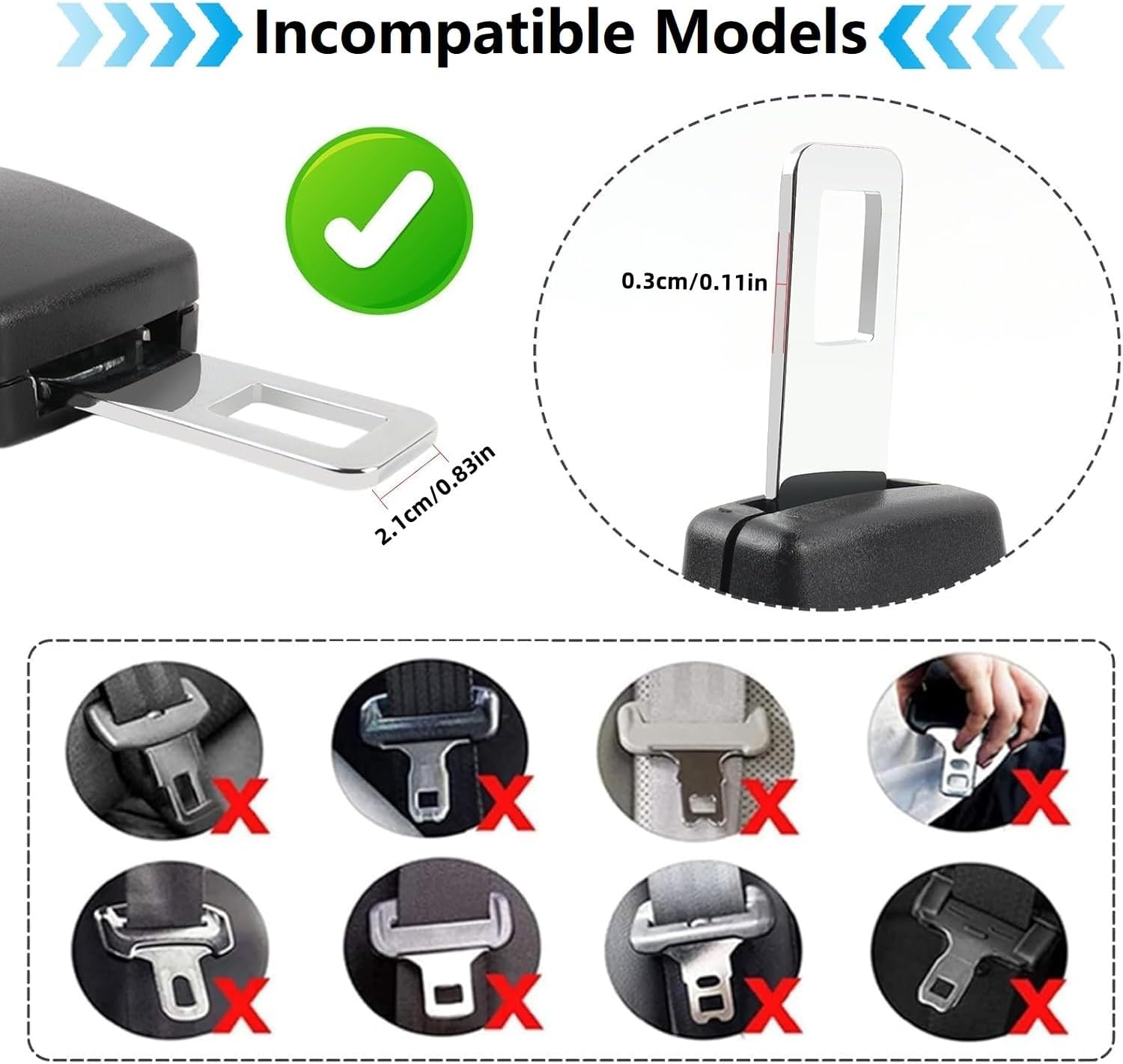 Detalle de 2 Pack Car Seat Belt Buckle Holder and Clips – Universal, Durable Plastic & Stainless Steel