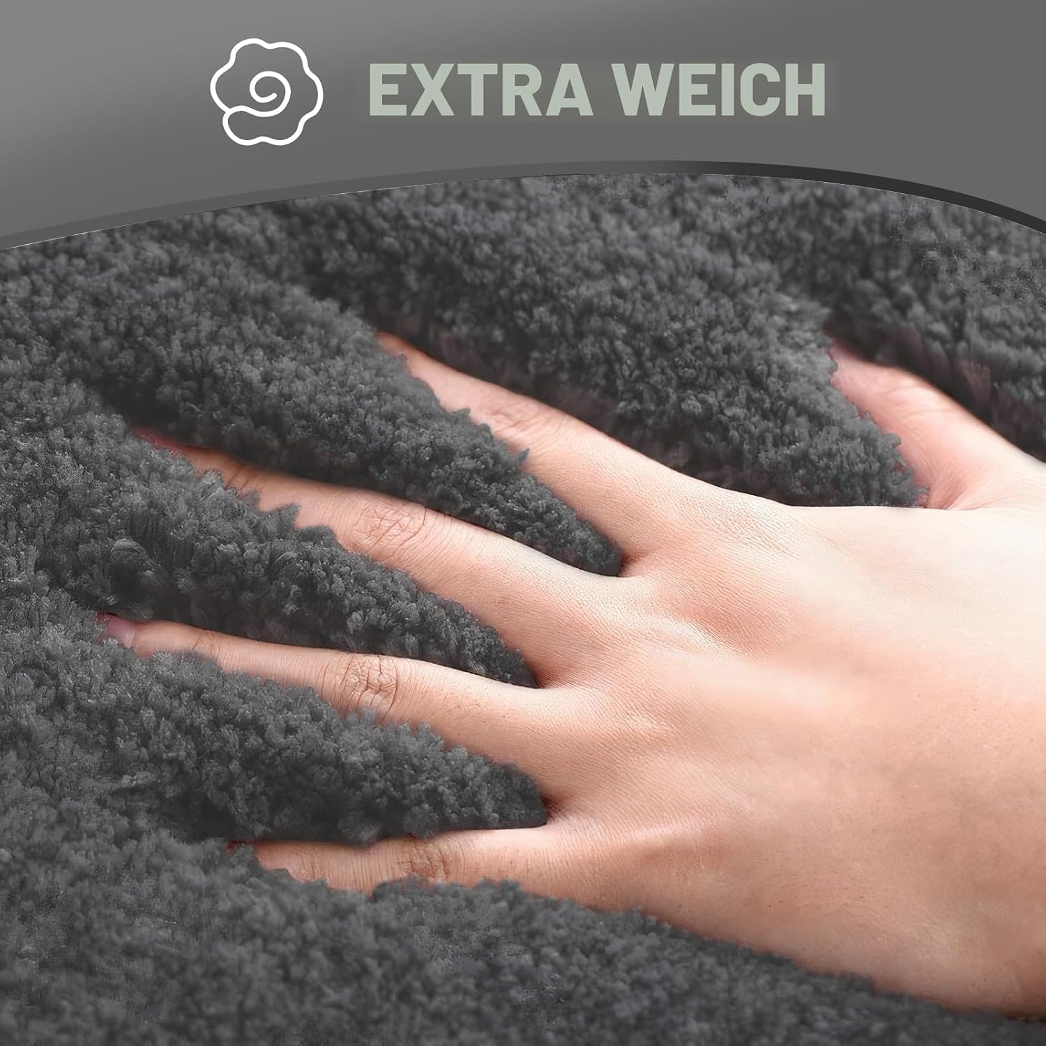 Detalle de wyewye Mikrofaser-Badematte, Türmatte 60x120 cm Dunkelgrau – 2 cm Dicke