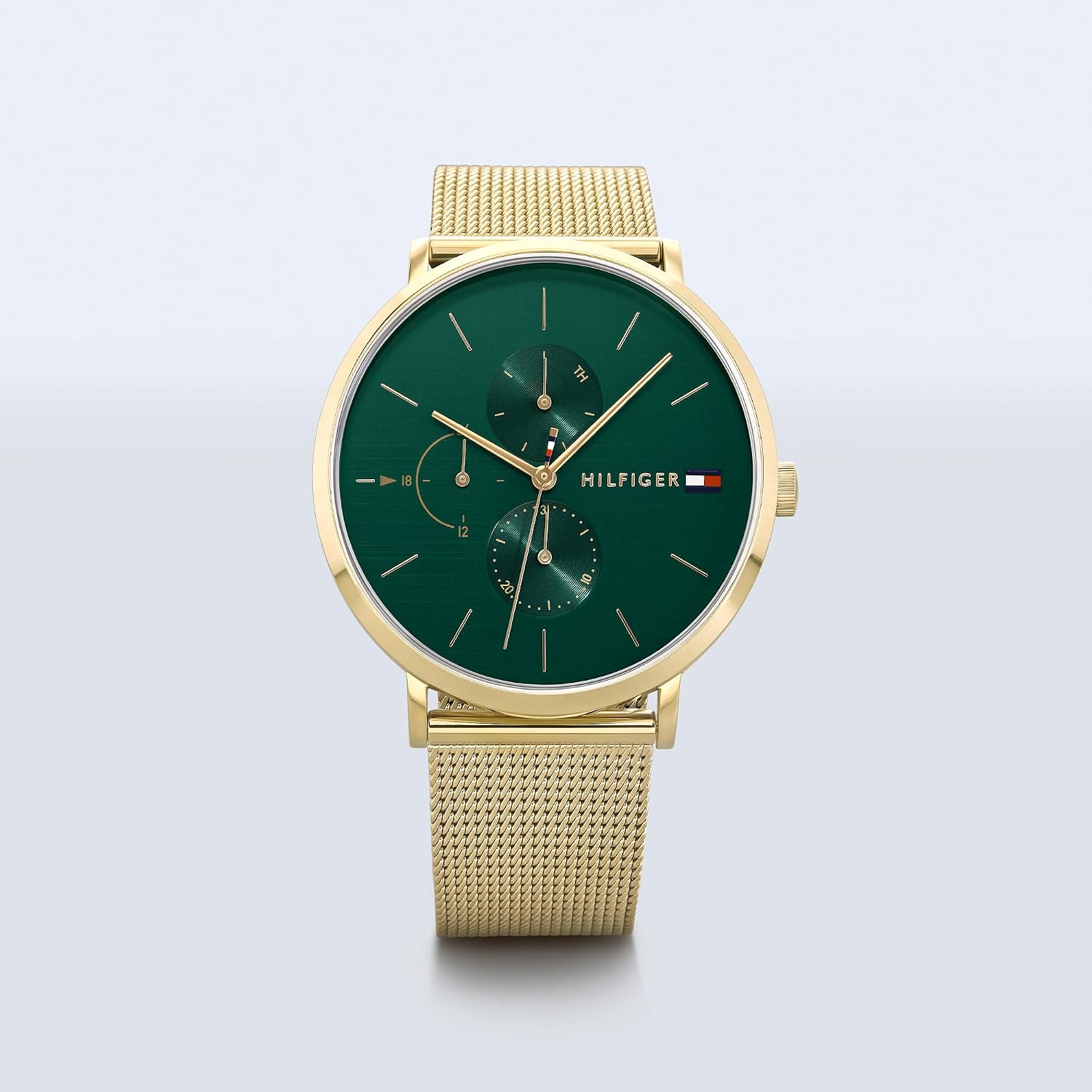 Detalle de Tommy Hilfiger Damen Multifunktions-Quarz-Uhr mit Grünem Zifferblatt – Leder- oder Edelstahlarmband