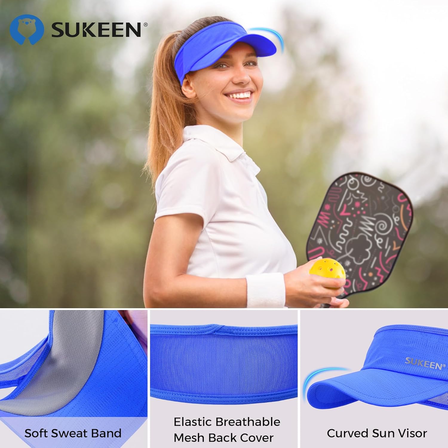 Thumbnail 2 de Sukeen Sun Visor Hat (UPF 50+) – Cooling elastic sport visor for running, golf & cycling