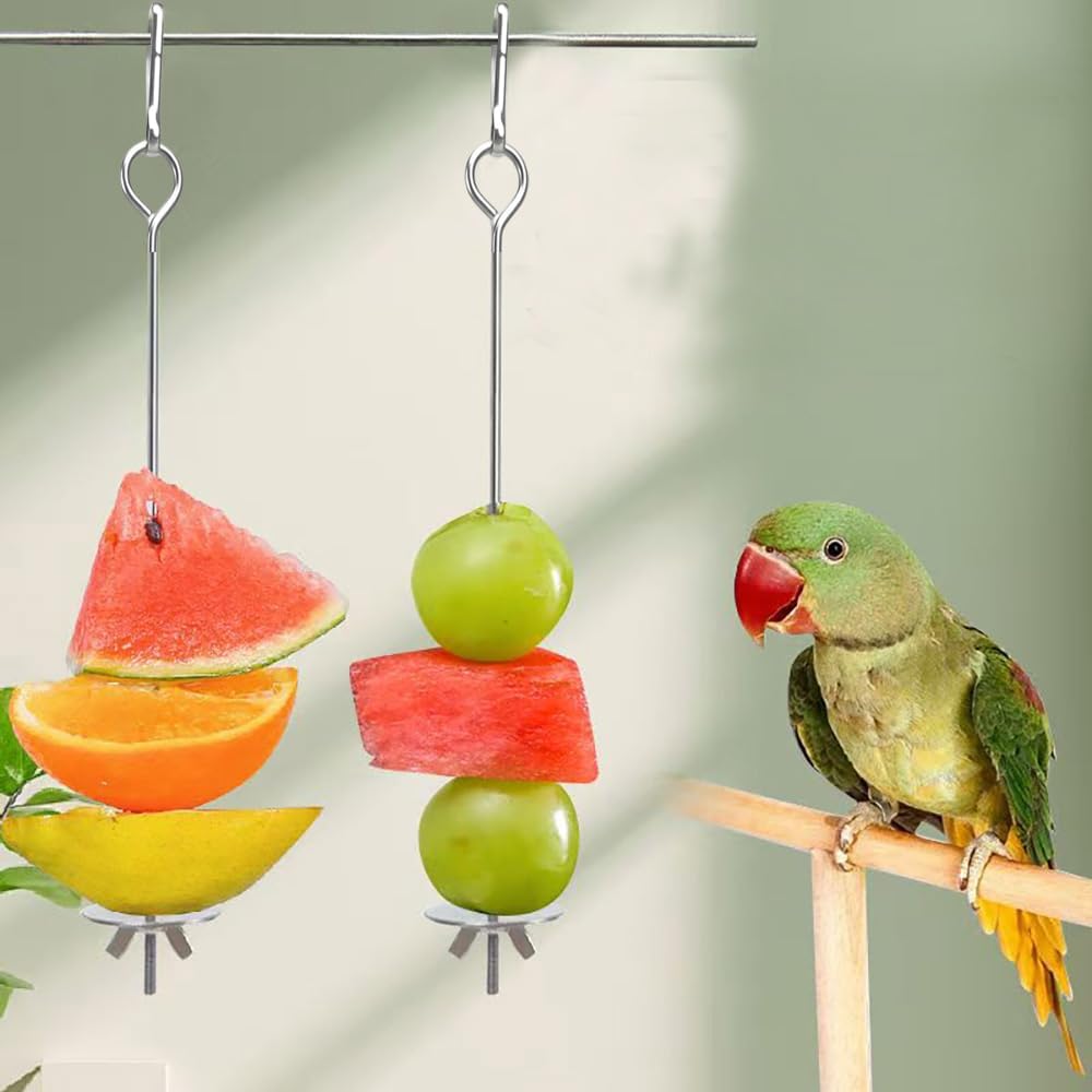 Detalle de 2 Pcs Parrot Skewer Feeder – Stainless Steel Bird Fruit Skewers for Budgie, Parakeet & Cockatiel