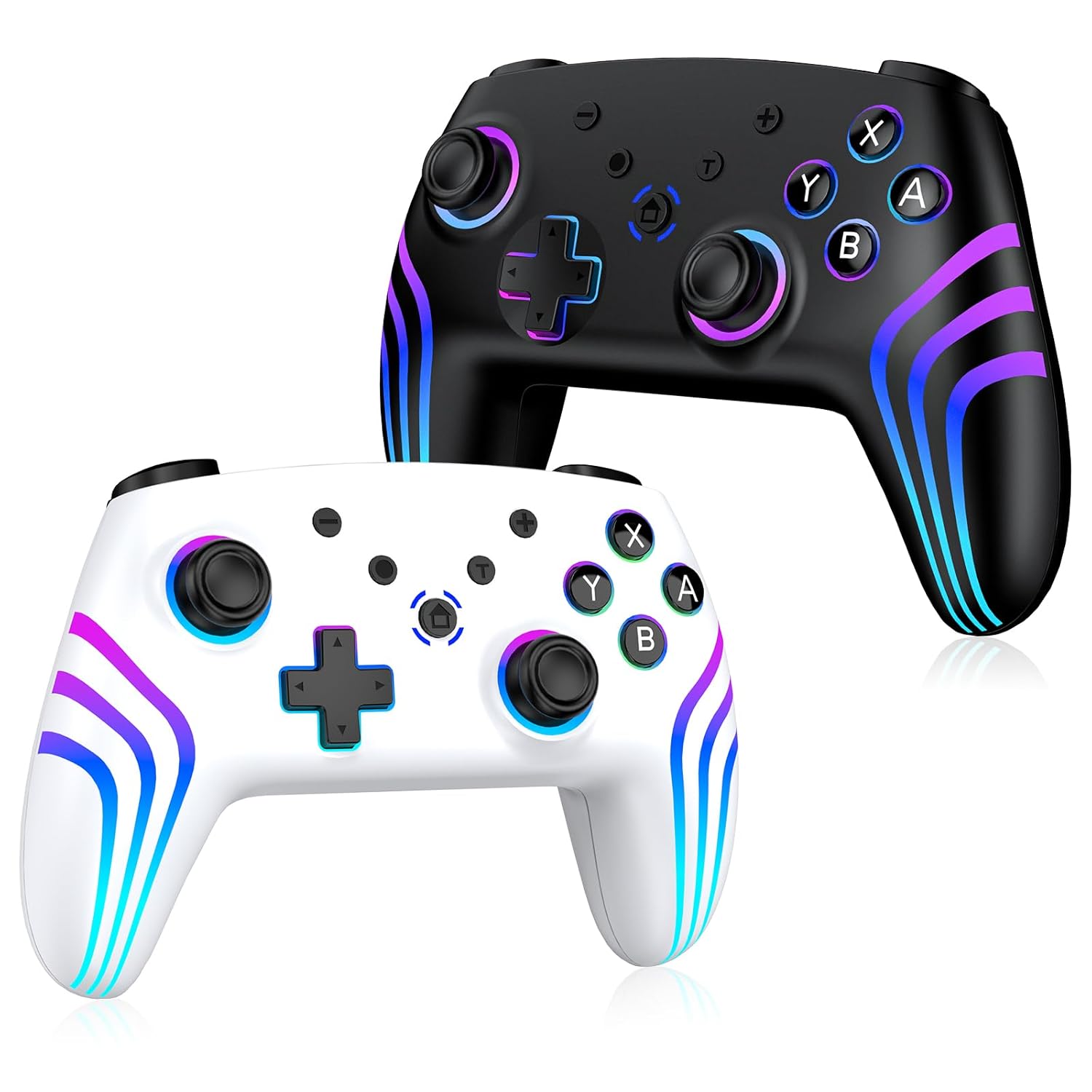 Detalle de VidPPluing 2 Pack Switch Controllers: RGB Wireless Pro Controllers for Switch, Switch 2, Lite, and OLED