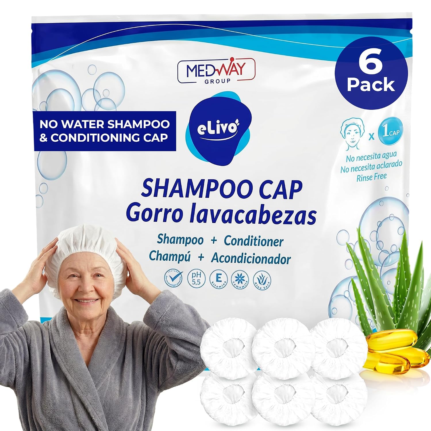 Imagen de MedVance No Rinse Shampoo Cap: Rinse-Free Hair Cleaning for Caregiving en OfertitasTOP