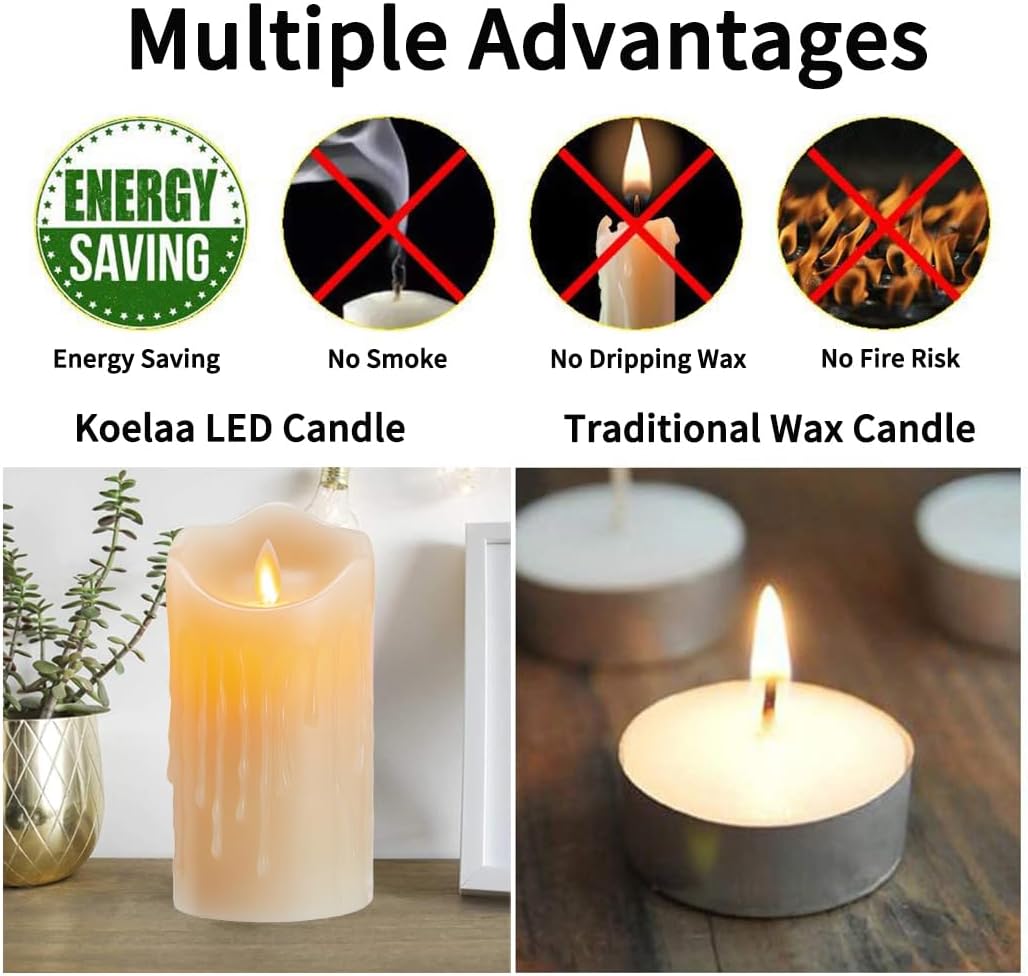 Detalle 2 de Koelaa Pack de 2 Velas LED Recargables 7.5x15 cm 🕯