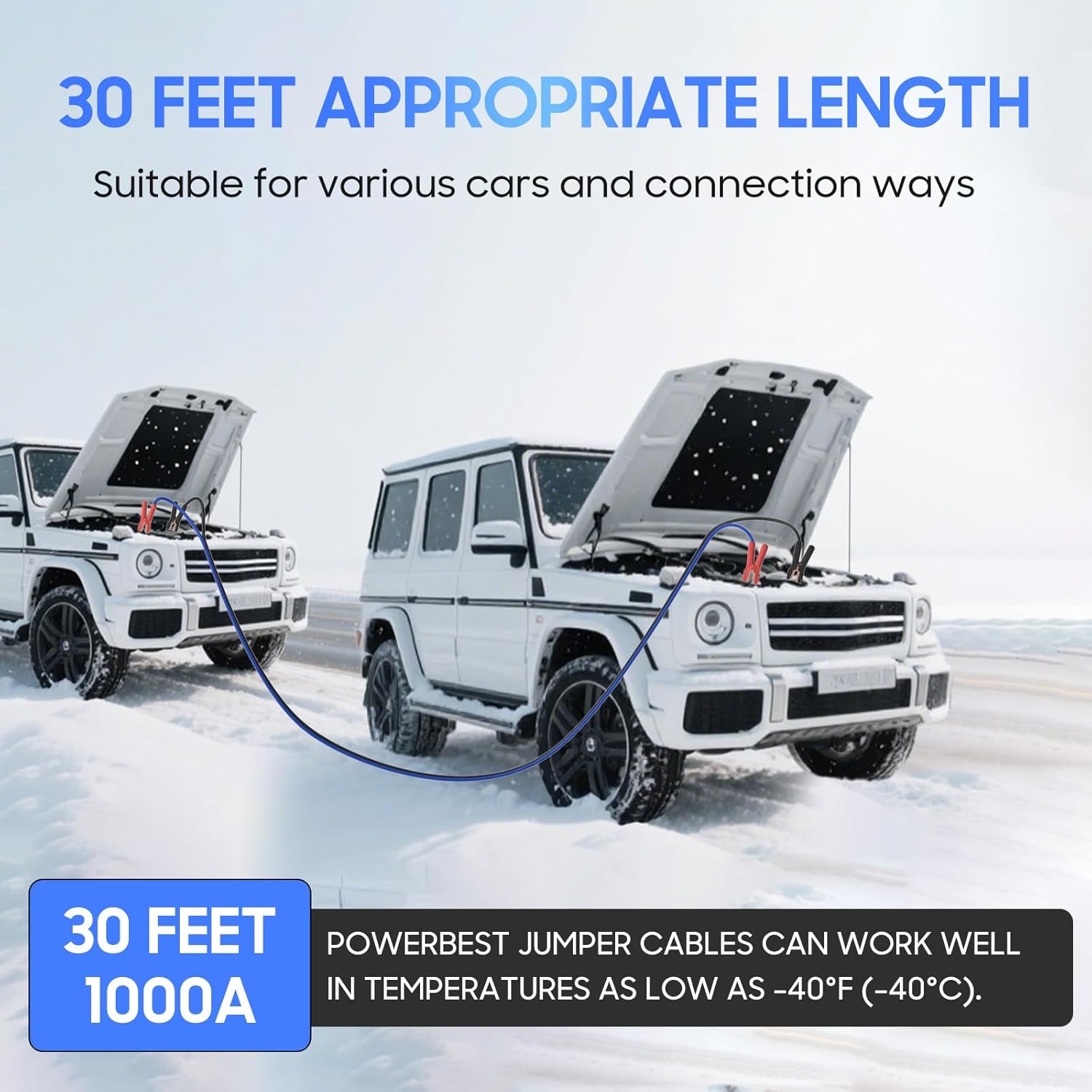 Detalle 2 de 0AWG x 30Ft Heavy Duty Jumper Cables 1000A