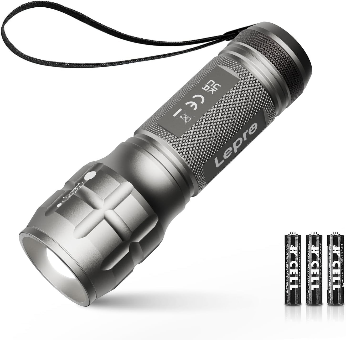Detalle de Lighting EVER LED Taschenlampe Klein LE1000 – extrem hell, Zoom, IPX4, batteriebetrieben