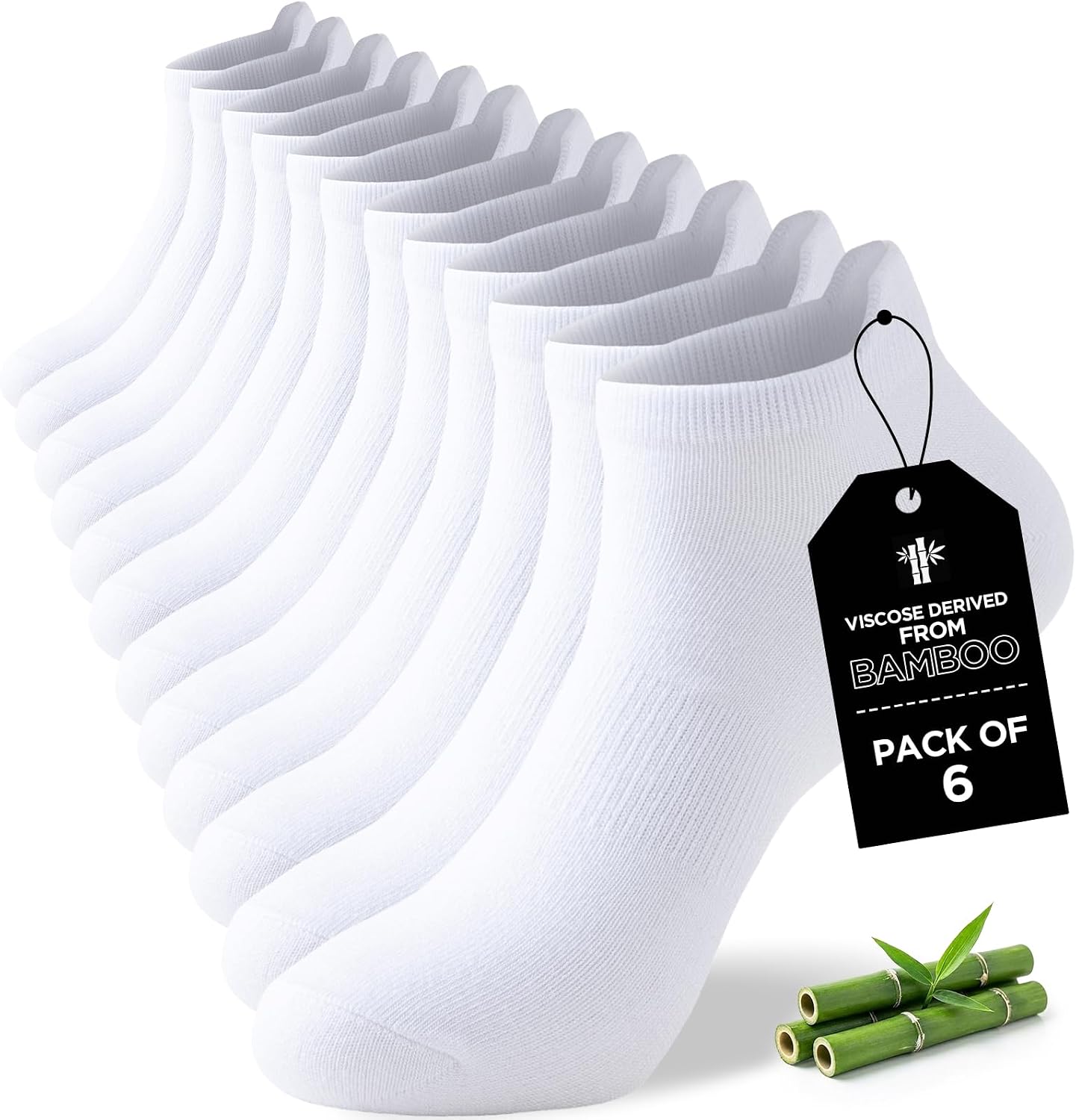 Detalle de Niorasen 24-130new Low-Cut Ankle Socks, 6 Pairs, 90% Bamboo-Derived Viscose