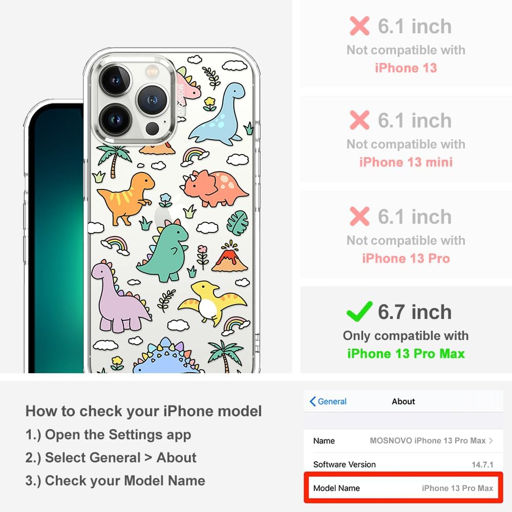 Thumbnail 1 de MOSNOVO iPhone 13 Pro Max Case with Buffertech shock protection and clear TPU bumper