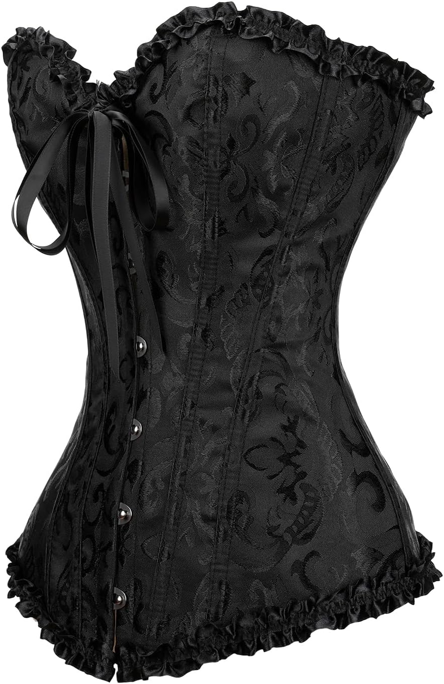 Detalle de JoyPeak overbust corset top 809, Lace-Up Bustier with Steel Boning