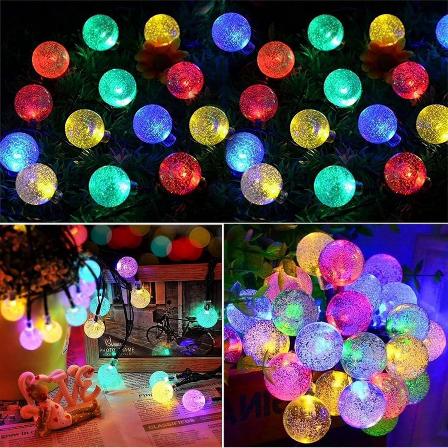 Thumbnail 5 de Lezonic Solar Fairy Lights Outdoor Waterproof, 50 LED 23ft/7m, 8 Modes, Multi-Coloured - Ideal for Garden & Events