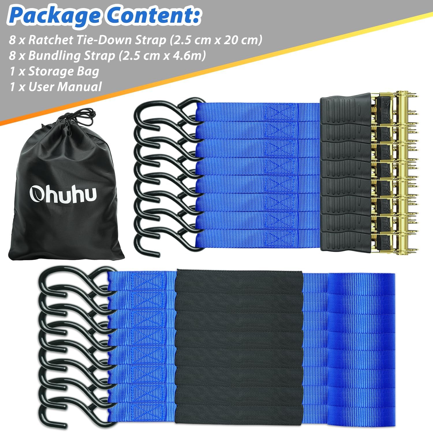 Thumbnail 6 de Ohuhu Ratchet Straps 4.6m 680kg