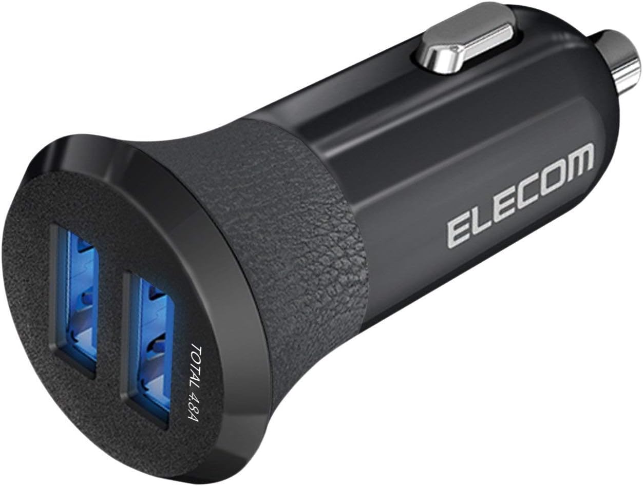 Detalle de エレコム EC-DC03BK 車載充電器 USB-A 2ポート・合計24W・12V/24V対応