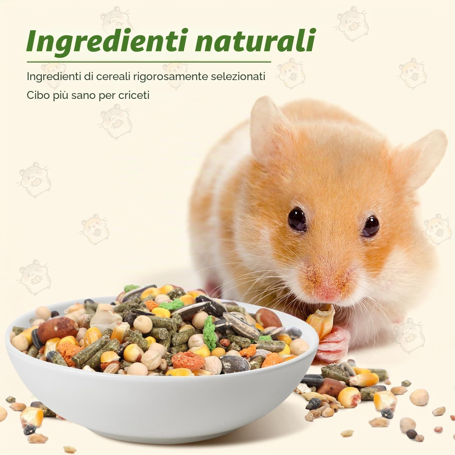 Detalle 2 de Nobleza Mangime per Criceti e Gerbilli 500 g, alimento completo in sacchetto con cereali e fibre