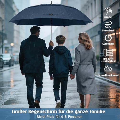 Thumbnail 3 de ZOMAKE Regenschirm groß sturmfest XL – Marineblau, 62-Zoll-Doppeldach-Golfschirm