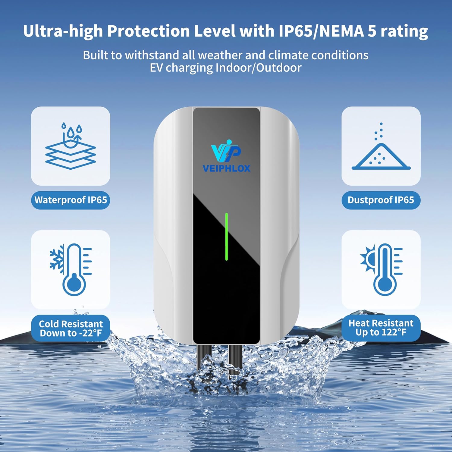 Thumbnail 6 de VEIPHLOX Level 2 EV Charger 40A (9.6 kW) | 25ft, NEMA 14-50, J1772 Portable Home Electric Vehicle Charger