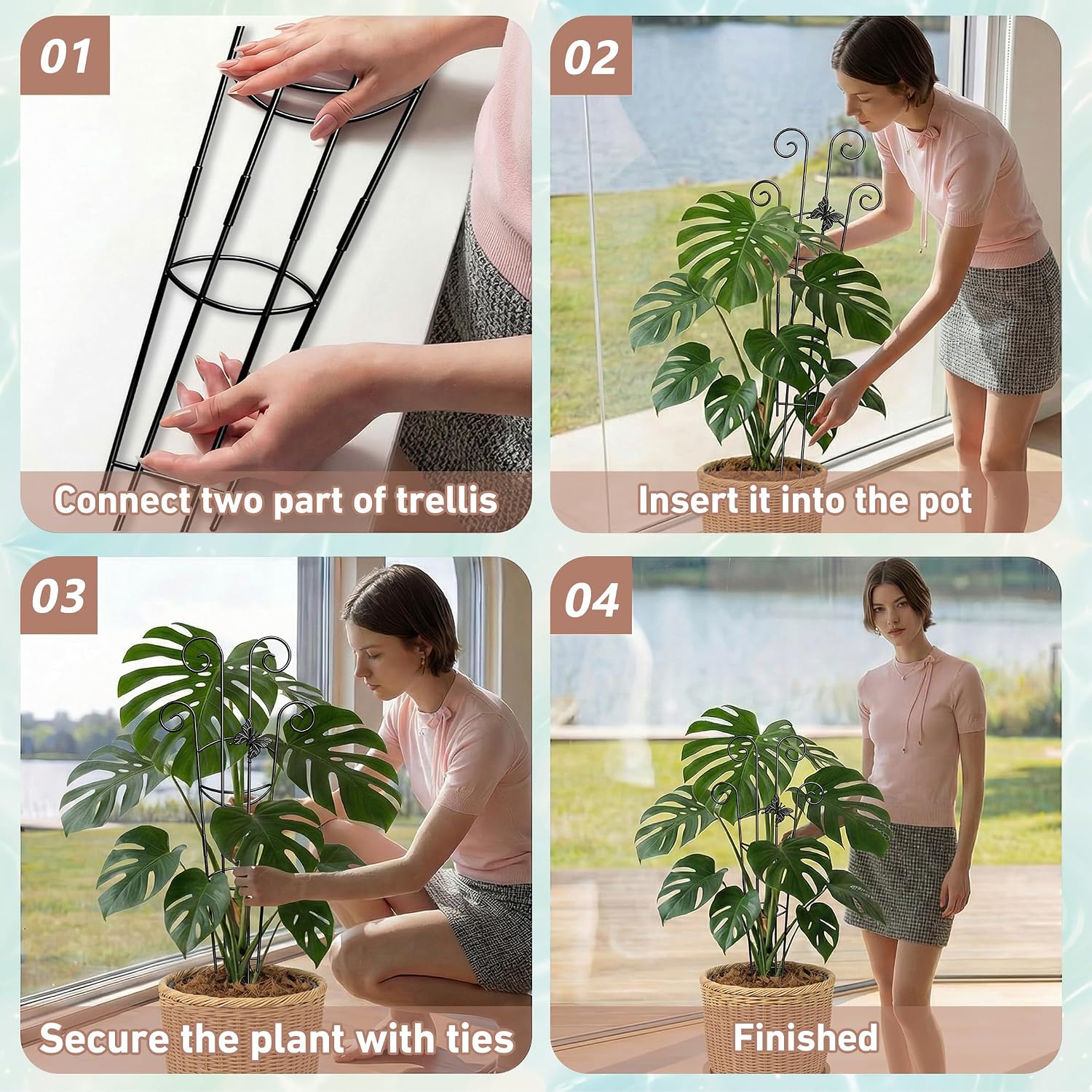 Detalle 1 de COVERTIFY TPJ13 32-inch Butterfly Plant Trellis, Rust-Resistant Metal, 2-Pack