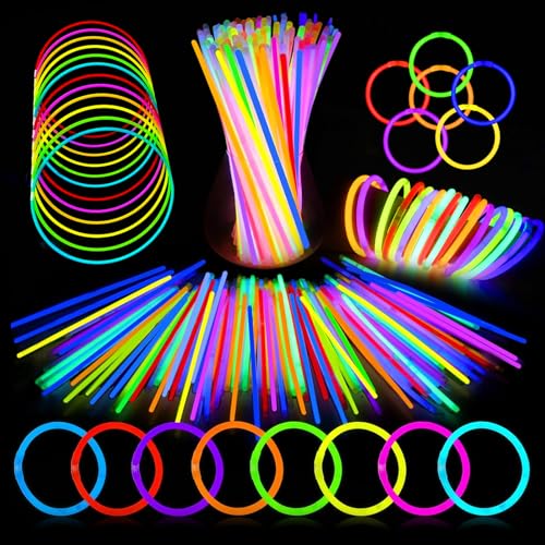 Detalle de UooEA Bastoncini Luminosi Fluo 100 Pezzi – Braccialetti e Connettori per feste notturne, carnevale e regali di compleanno