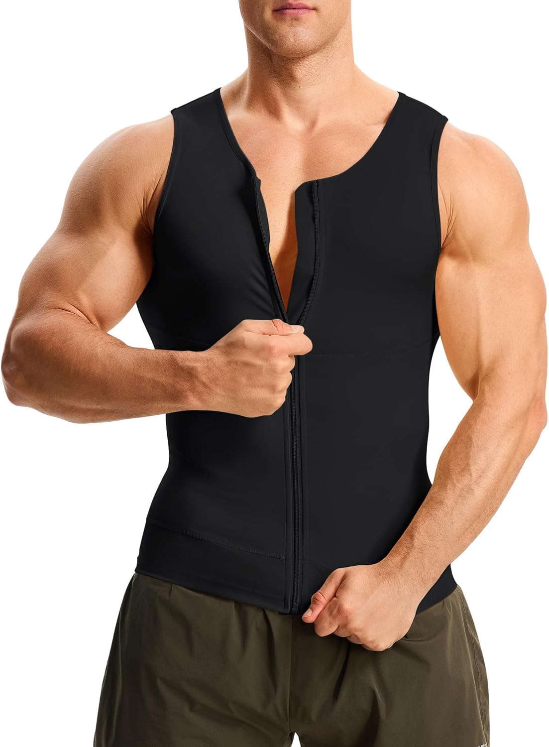 Junlan canotta compressione uomo con zip, modellante contenitiva e supporto posturale