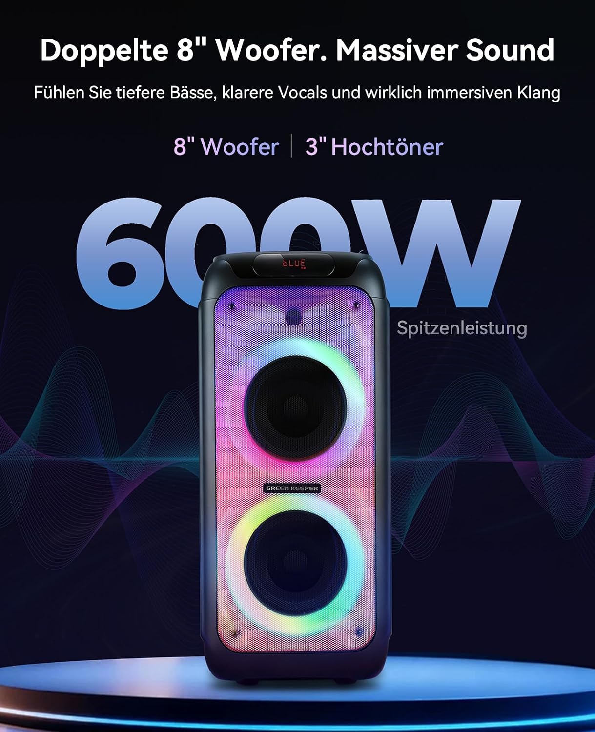 Detalle 2 de GK-MAX Karaoke Maschine 600W Bluetooth đ€