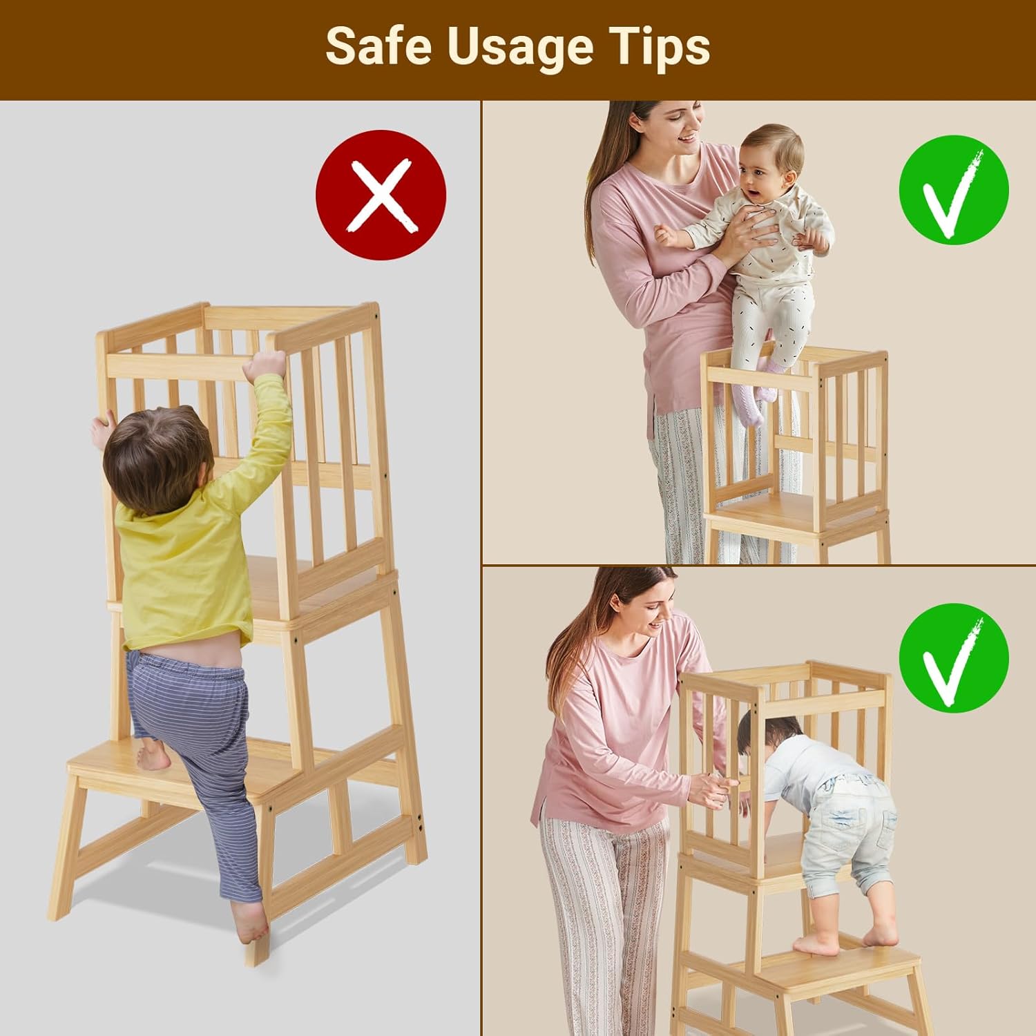 Thumbnail 3 de Cosyland Toddler Kitchen Standing Tower (Natural) – A practical learning helper for 1.5–3 year olds