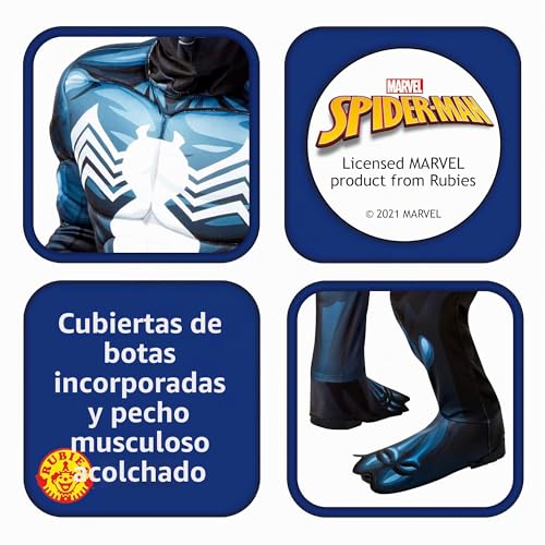 Detalle de Rubies Disfraz Venom Deluxe infantil, mono acolchado y máscara oficial Marvel
