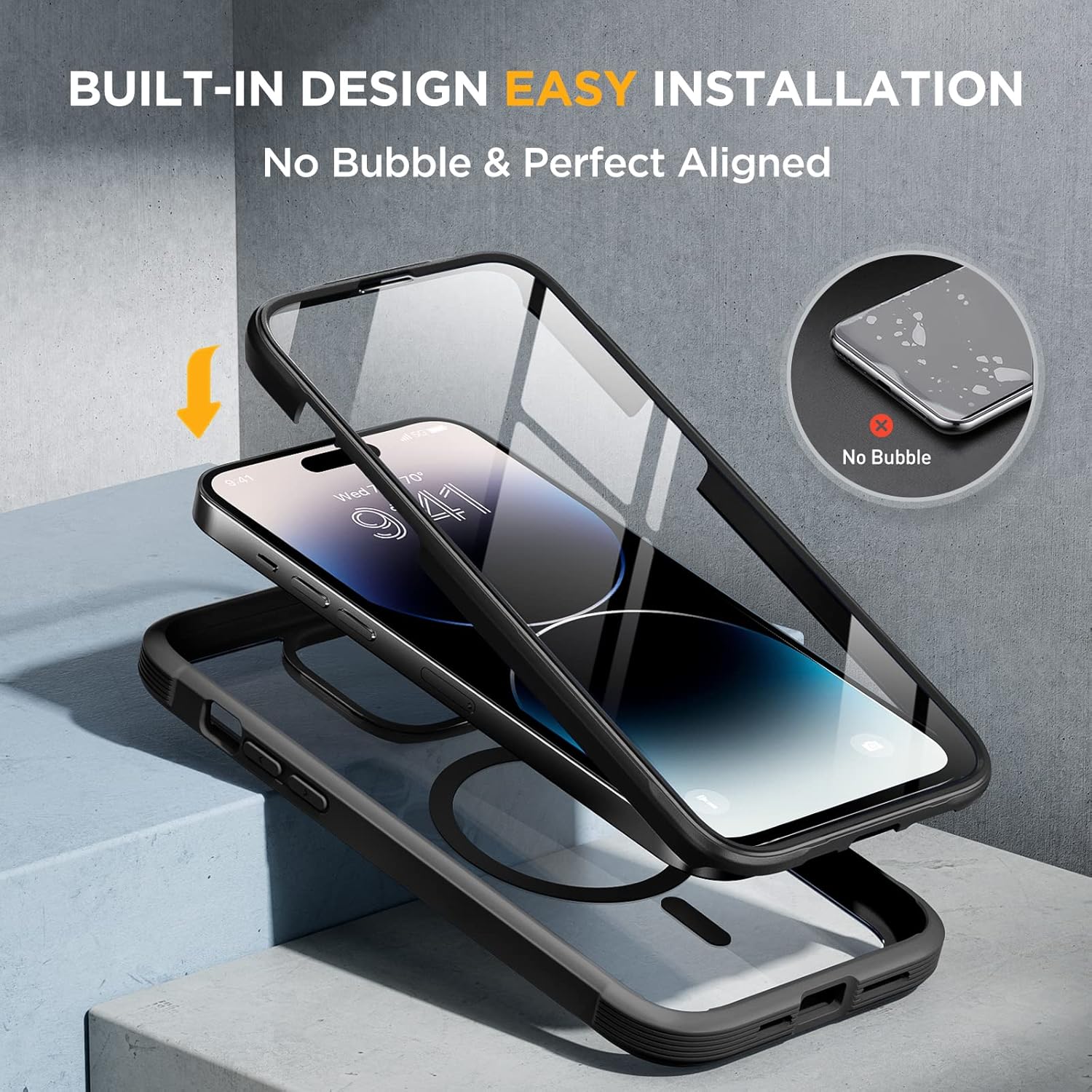 Thumbnail 6 de Miracase Magnetic for iPhone 14 Pro Case with Built-in 9H Glass Screen & Camera Protectors