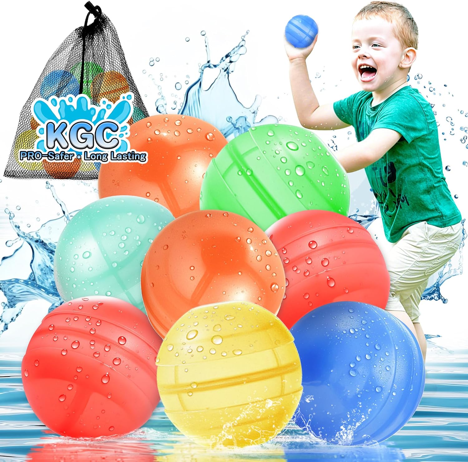 Thumbnail 6 de KGC 6 Palloni Acqua Riutilizzabili: autosigillanti, riempimento rapido e inclusa rete di trasporto