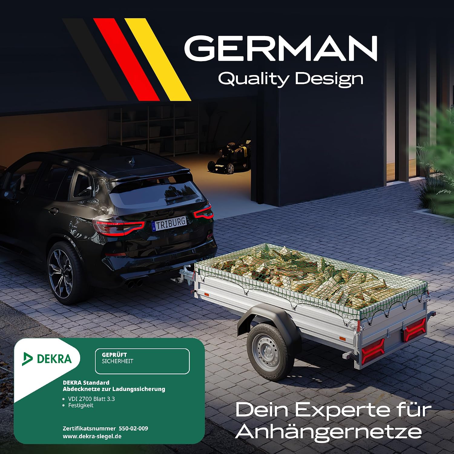 Thumbnail 6 de Anhängernetz 2x3 DEKRA Geprüft mit Eckmarkierungen – TRIBURG, universell 2x3 m